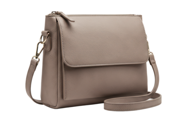 Beige shoulder bag with flap and strap