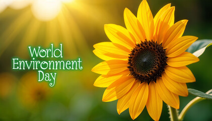 Obraz premium Bright Sunflower in Bloom Celebrates World Environment Day with Nature’s Beauty
