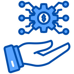 Digital money blue color icon. Simple vector icon design in blue color style. Editable vector format