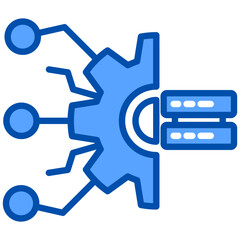Digital asset management blue color icon. Simple vector icon design in blue color style. Editable vector format