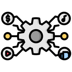 Digital asset lineal color icon. Simple vector icon design in lineal color style. Editable vector format