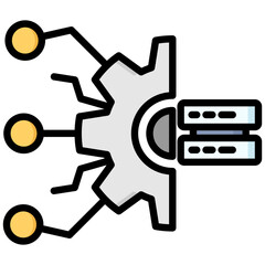 Digital asset management lineal color icon. Simple vector icon design in lineal color style. Editable vector format