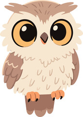 Flat Style Owl Character Illustration