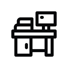desk line icon. Clean and minimalist vector icon for websites, mobile apps, presentations, and logos. Fully scalable and customizable for any project.