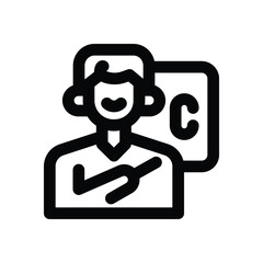 Obraz premium instructor line icon. Clean and minimalist vector icon for websites, mobile apps, presentations, and logos. Fully scalable and customizable for any project.