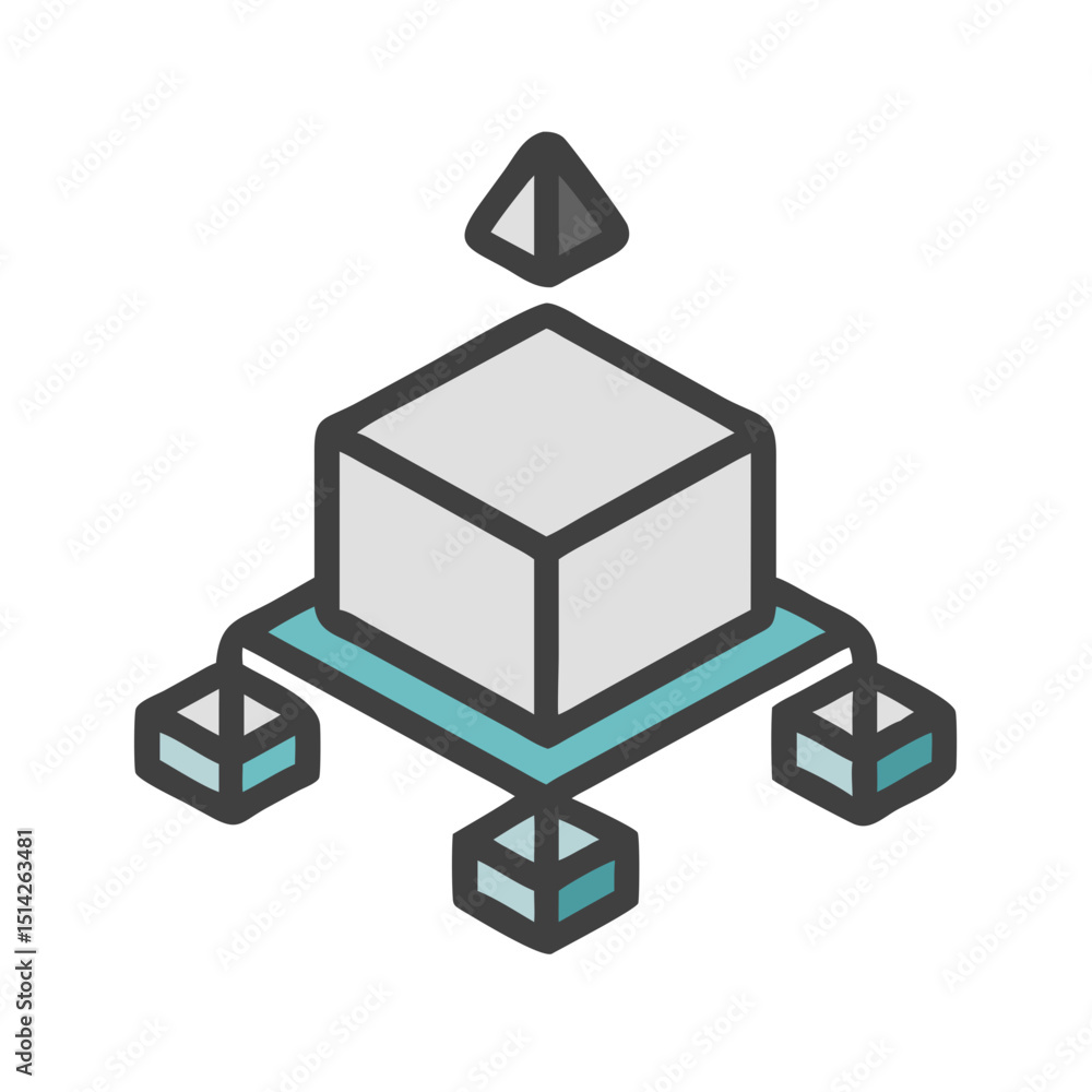 Poster professional 3d cube network graphic design element isolated on white