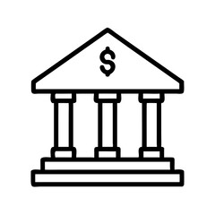 Crisp bank building silhouette design with transparent background for design projects