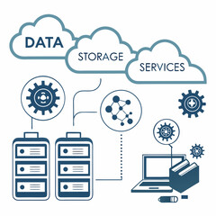 Cloud data storage services network diagram illustration