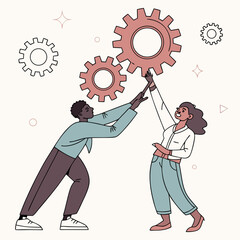 Teamwork collaboration gears business people working together