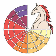 Artistic horse illustration color wheel design warm tones palette