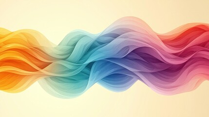 Fototapeta premium Abstract horizontal background with colorful waves. Trendy vector illustration in style retro 60s, 70s. Pastel colors