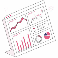 Data analytics dashboard showing graphs charts business growth progress