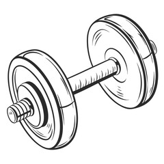 Professional hand drawn dumbbell illustration isolated on white background