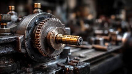 Closeup vintage industrial machinery gears