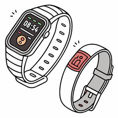 Smartwatch and fitness tracker illustration isolated on white background
