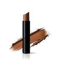 Illustrations of cosmetic products and teenage models in various makeup scenarios, isolated on white background for commercial beauty and skincare concepts.