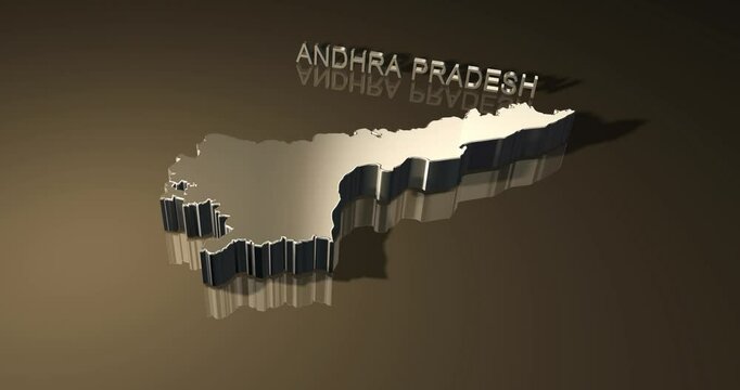Map of Indian state Andhra Pradesh in 3D animation with Golden Theme