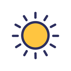 A yellow sun icon with blue outlines and rays