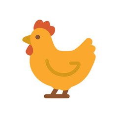 An orange hen a cartoonstyle fowl stands with brown legs and a red comb