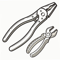 Professional line art illustration of two pliers on white background