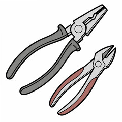 Professional illustration of two types of pliers on white background