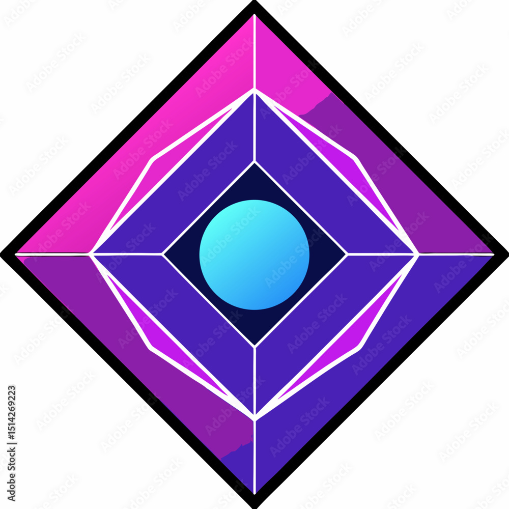 Poster geometric diamond shape with circle and gradient colors