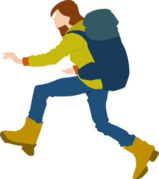 女性が登山中のイラスト