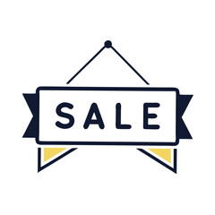 Sale banner silhouette design with clean crisp edges for white backgrounds
