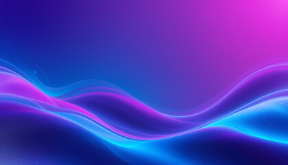 Vibrant futuristic gradient background with smooth transitions between neon blue, magenta, and purple tones, soft abstract waves and flowing shapes, perfect for tech presentations or UI design, high-r