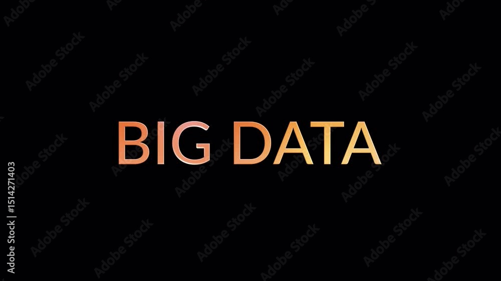 Poster animation text of big data gold glittering glitch text effect cinematic title on black abstract back