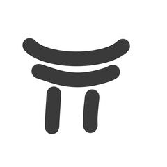 menampilkan simbol bergaya minimalis dan modern yang menyerupai torii, yaitu gerbang tradisional Jepang yang biasa ditemukan di pintu masuk kuil Shinto.