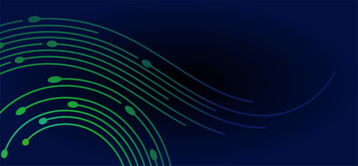 Green-blue arcs on navy, dotted lines