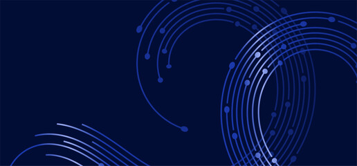 Navy backdrop w/ blue arcs & dots