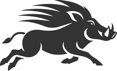 Black drawing vector silhouette of a warthog animal artwork