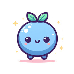 Adorable Blueberry Character Illustration Kawaii Fruit Design