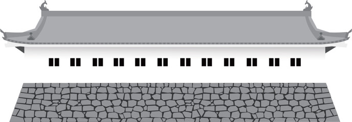 日本の城　多聞櫓（多門櫓）／長屋のイラスト