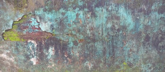 Intricate Patina Copper Metal Surface with Peeling Layers