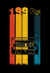 Vintage 1990s Graphic Design With Retro Elements And Colors