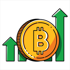 Cryptocurrency growth concept Bitcoin design on white background. Vector illustration representing digital currency investments, blockchain applications, and financial technology innovations.