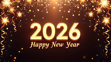 A Festive and Luminous Happy New Year 2026 Celebration Background Design