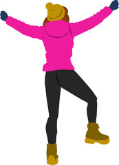 女性が登山中のイラスト