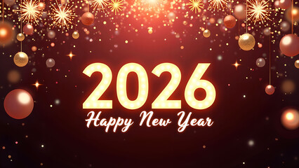 Festive and Sparkling 2026 New Year Celebration with Golden Decorations