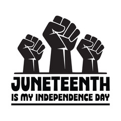 Juneteenth Raised Fists Black and White Minimalist Vector