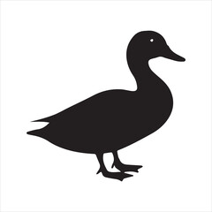 Duck Silhouette Icon – Minimal Black Vector Animal Illustration