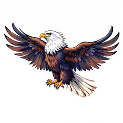 Obraz premium American bald eagle vector illustration with flying wings and a patriotic flag design