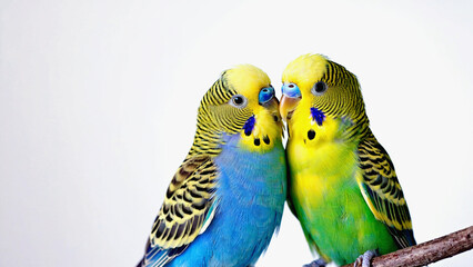 Loving Pair Budgerigars Transparent