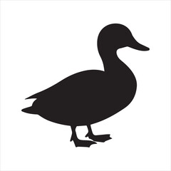 Duck Silhouette Icon – Minimal Black Vector Animal Illustration