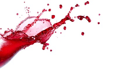 Naklejka premium Crimson liquid splashing dynamically against a stark white backdrop, showcasing texture and movement