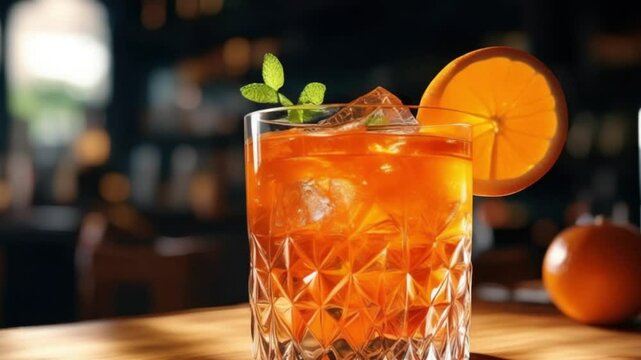 cocktail with ice in the bar