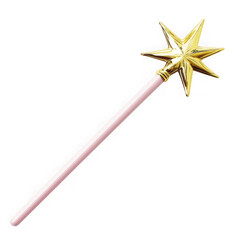 Pink and gold star wand isolated on white background